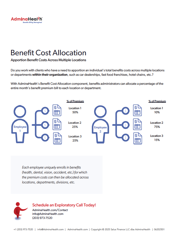AdminaHealth Benefit Cost Allocation screenshot